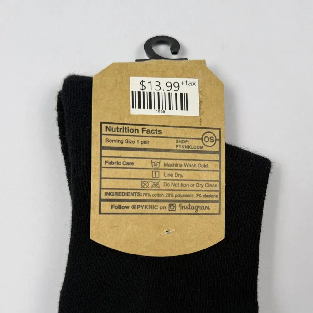 Pyknic Having A Meltdown Socks OS Black Skull Ice Cream Cone Crew NWT